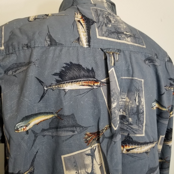 Magellan Sportswear Blue Fishing Buttondown Shirt - Picture 6 of 10